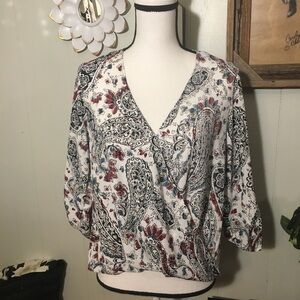 Peace & Pearls floral blouse